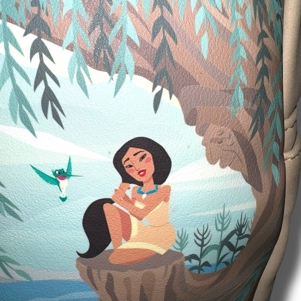 DISNEY Loungefly Mini Backpack Pocahontas Meeko Scenery Sunflowers River Wind - Picture 11 of 15